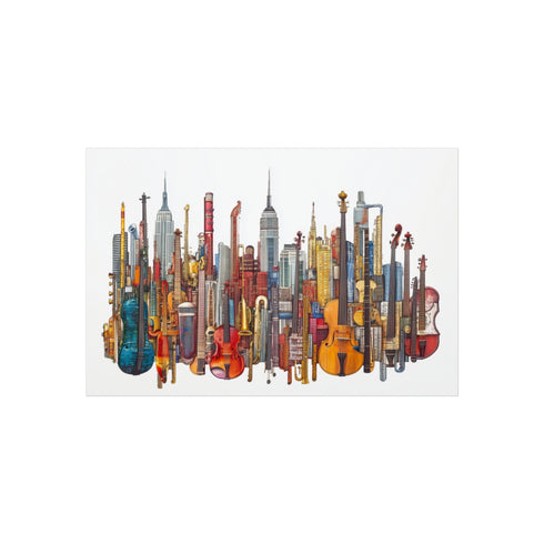 Musical Instrument City Skyline Art