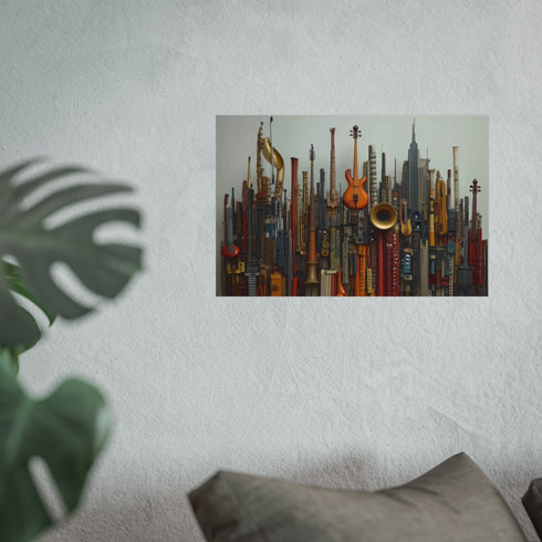 Musical Instruments City Skyline Art