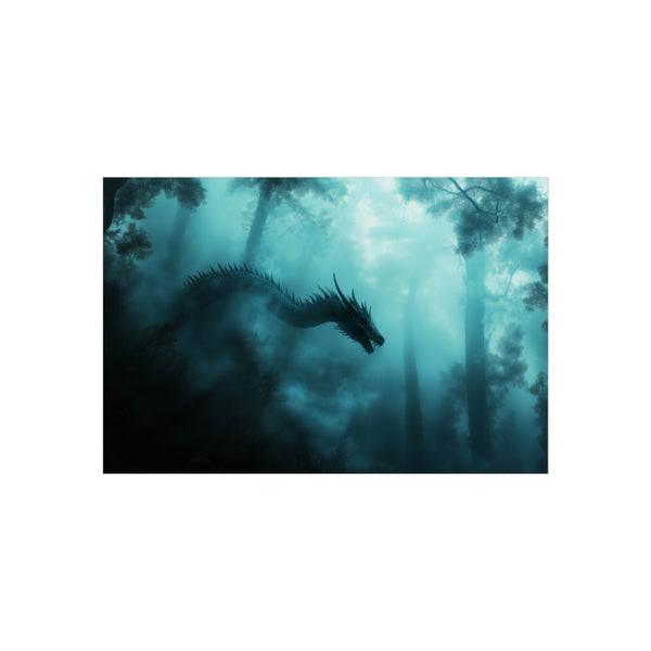 "Mystical Water Dragon Forest Scene"