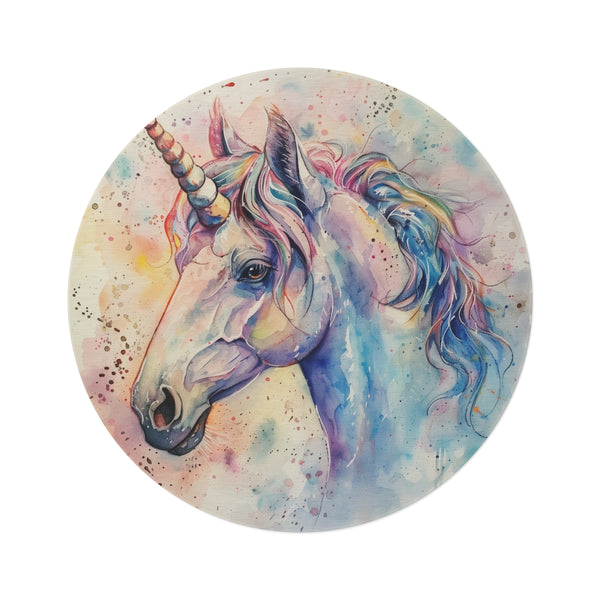"Mystical Watercolor Unicorn Round Rug"