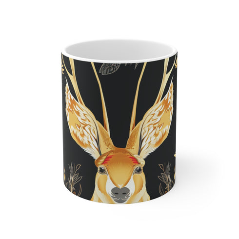 Mythical Jackalope Pattern Coffee Mug