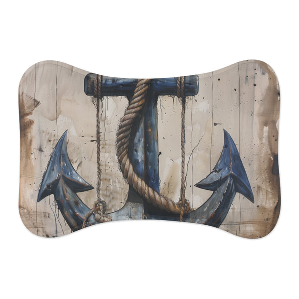 "Nautical Anchor & Rope Pet Mat: Seaside Style for Your Furry Friend!"