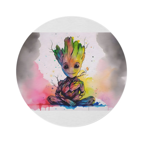 "Neon Baby Groot Watercolor Round Rug"