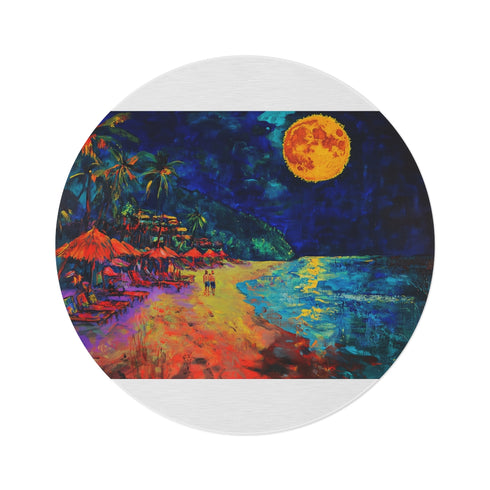 "Neon Beach Night Round Rug"