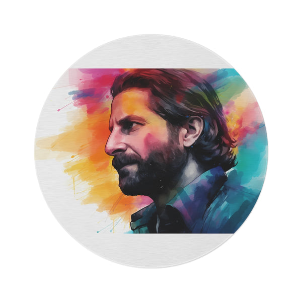 "Neon Bliss Round Rug: Bradley Cooper Watercolor"
