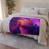 Neon Cave Opening into Timeless Void Plush Fleece Throw Blanket