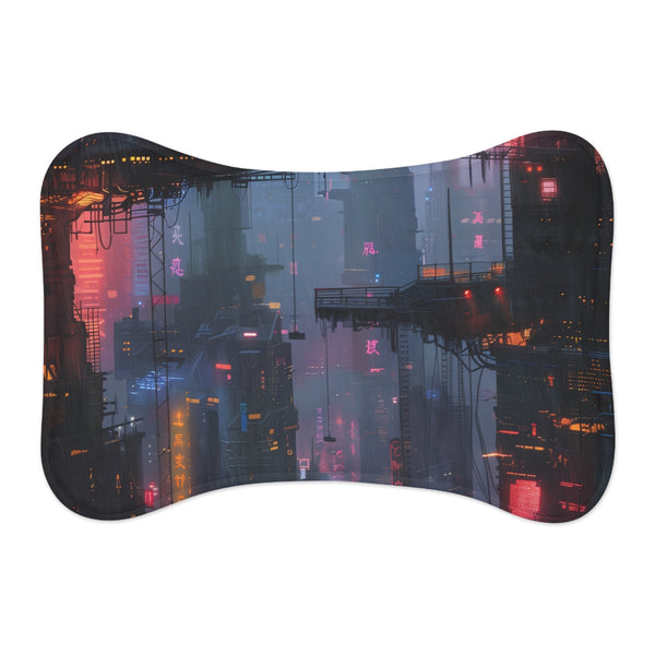 "Neon Cyber Pet Mat: Futuristic Fun!"
