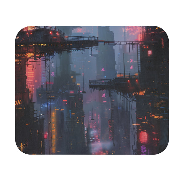 Neon Cyberpunk City Mouse Pad