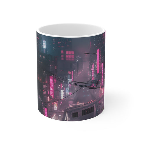 "Neon Dreams Cyberpunk City Mug"