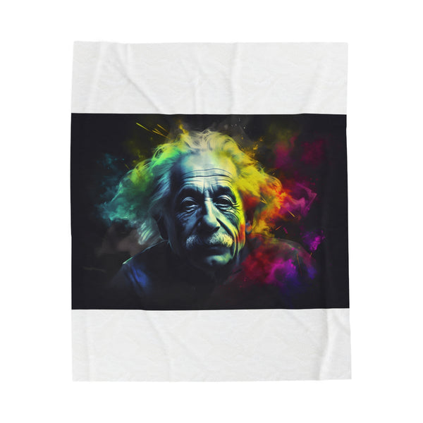 "Neon Einstein Watercolor Plush Blanket"