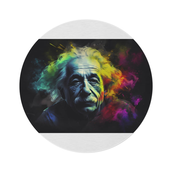 "Neon Einstein Watercolor Round Rug"