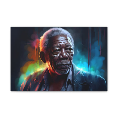 "Neon Freeman: Vibrant Watercolor Portrait"