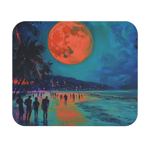 Neon Full Moon Beach Mouse Pad