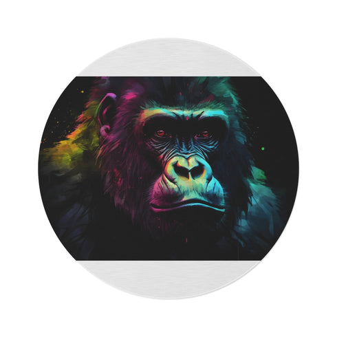 "Neon Gorilla Watercolor Round Rug"