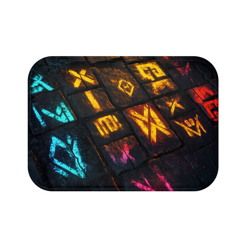 Neon Graffiti Ancient Rune Bathmat