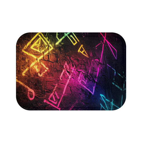 Neon Graffiti Ancient Runes Bathmat