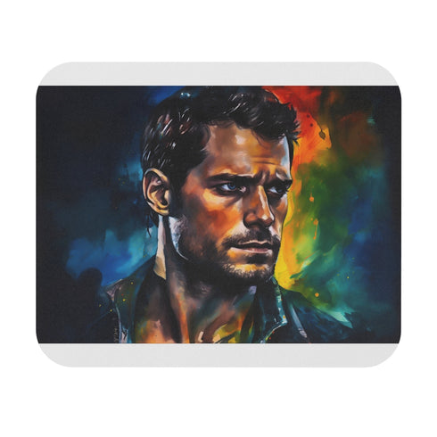 Neon Henry Cavill Watercolor Mouse Pad