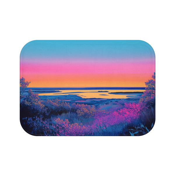 Neon Horizon Bath Mat Design