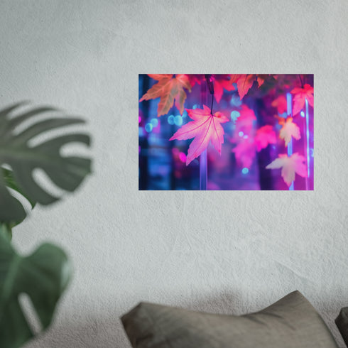 Neon Levitating Leaves Dream Poster