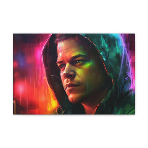 "Neon Matt Damon in Watercolor"