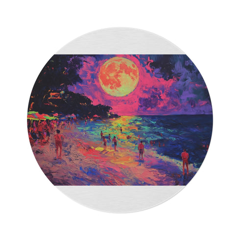 Neon Moon Beach Night Rug