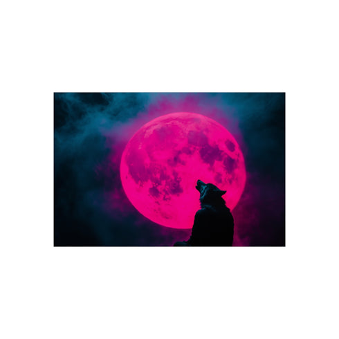 Neon Moon Wolf Howling Poster