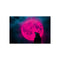 Neon Moon Wolf Howling Poster