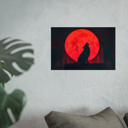 Neon Moon Wolf Silhouette Poster