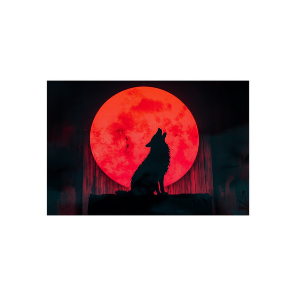 Neon Moon Wolf Silhouette Poster