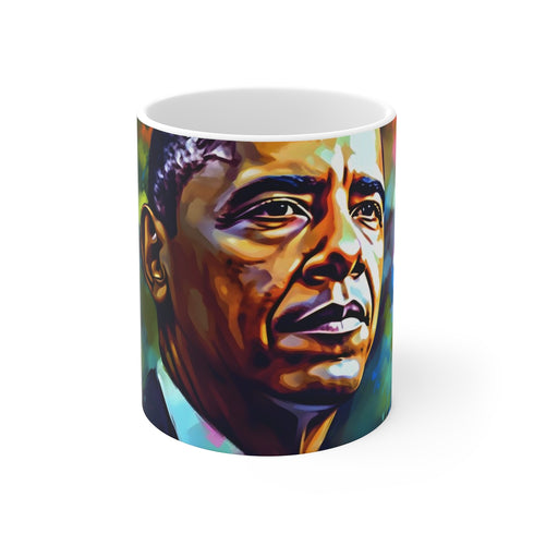 "Neon Obama Watercolor Mug: Bold, Vibrant, Limited Edition"