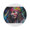 "Neon Pirate Watercolor Round Rug"