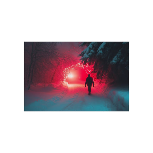 Neon Portal Cave Snowstorm Poster