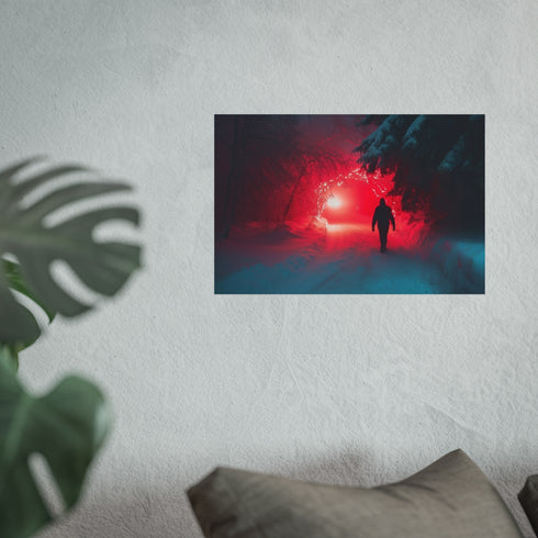 Neon Portal Cave Snowstorm Poster