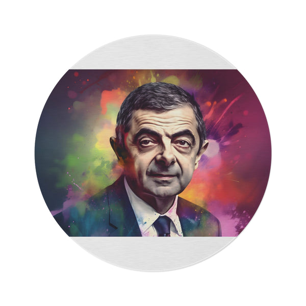 "Neon Rowan Atkinson Round Rug"