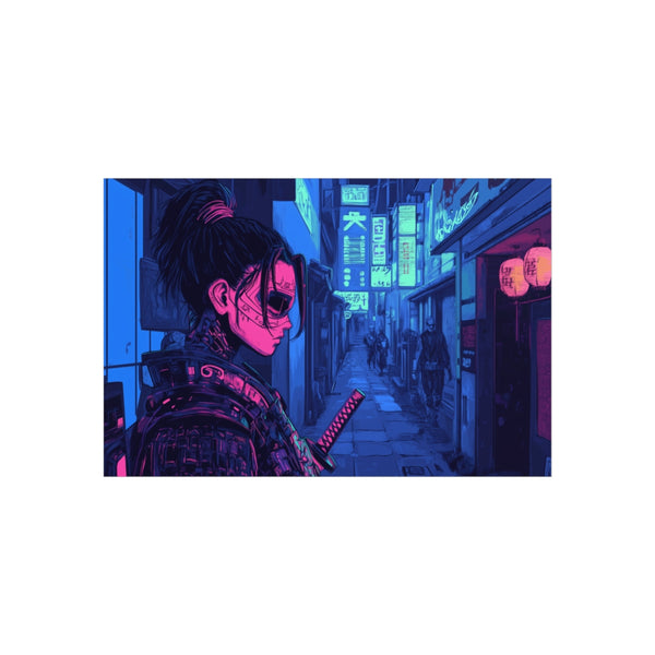 Neon Samurai Cyberpunk Alley Art