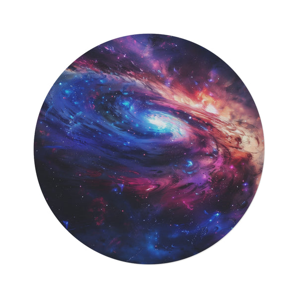 "Neon Space Galaxy Round Rug: Embrace the Stars!"