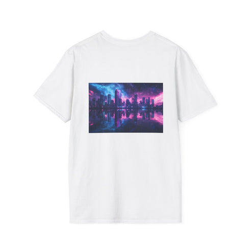 Neon Space Lake Skyline Reflections