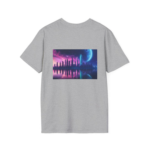 Neon Space Skyline Reflection T-Shirt