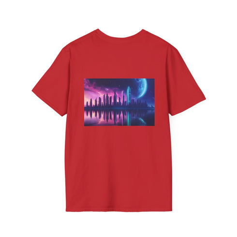 Neon Space Skyline Reflection T-Shirt