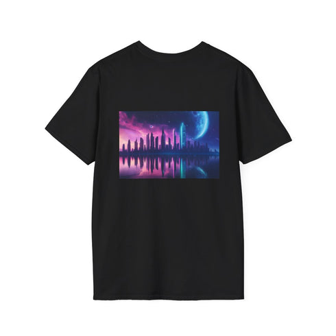 Neon Space Skyline Reflection T-Shirt