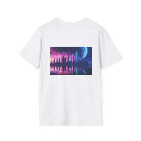 Neon Space Skyline Reflection T-Shirt