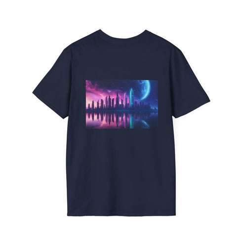 Neon Space Skyline Reflection T-Shirt