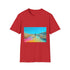 Neon Tide Washing Over Desert Graphic Unisex Softstyle T-Shirt - Red Variant