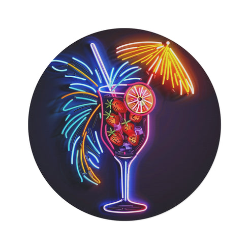 "Neon Tiki Cocktail Round Rug"