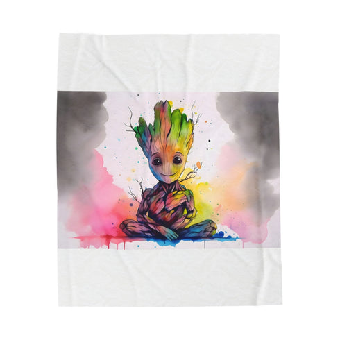Neon Watercolor Baby Groot Blanket