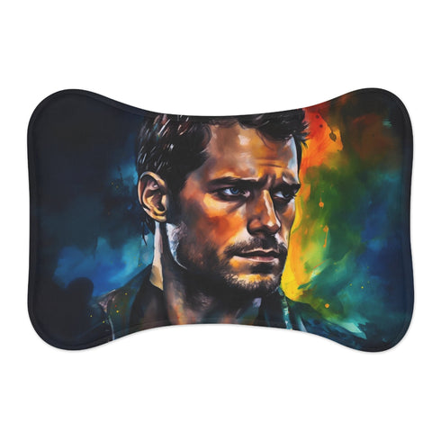 "Neon Watercolor Henry Cavill Pet Mat: Vibrant Style for Your Furry Friend"