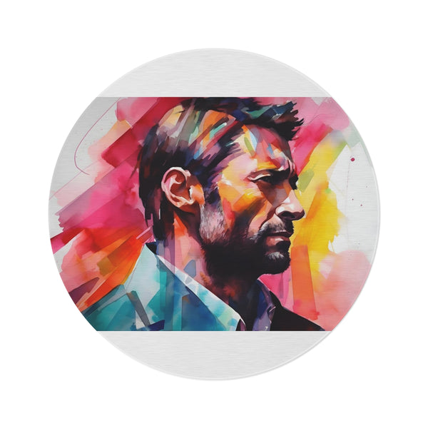 "Neon Watercolor Hugh Jackman Rug"