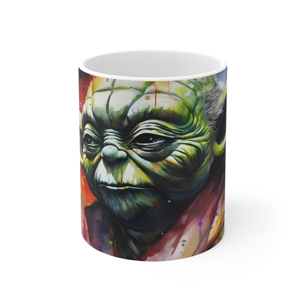 "Neon Yoda Watercolor Coffee Mug"