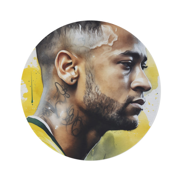 "Neymar Brazil Watercolor Round Rug"