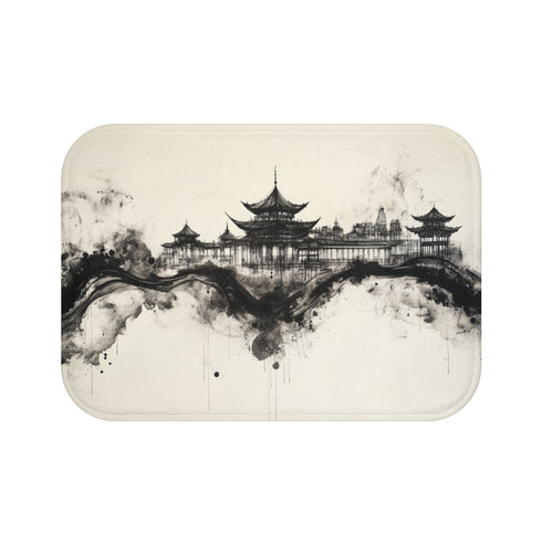 Non-Slip Temple Skyline Bath Mat